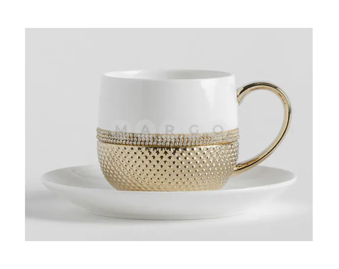 Чашка з блюдцем GLAMTIS GOLD WHITE (10031340201) білий-золото: фото 1