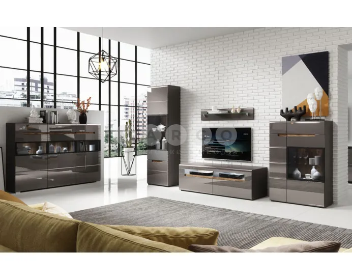 Тумба TВ велика 180 2S AJ40  HEKTOR антрацит/антрацит глянець: фото 2