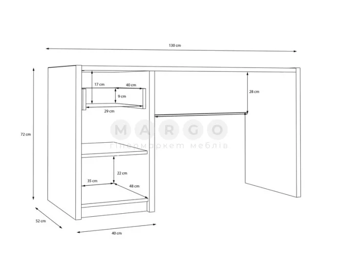 Стіл письмовий OAK SQUERE OSQB221 L пісочний-дуб маувелла: фото 4