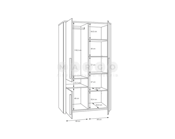Шафа гардеробна SURFINIO SFNS721R сірий-дуб катанія: фото 3
