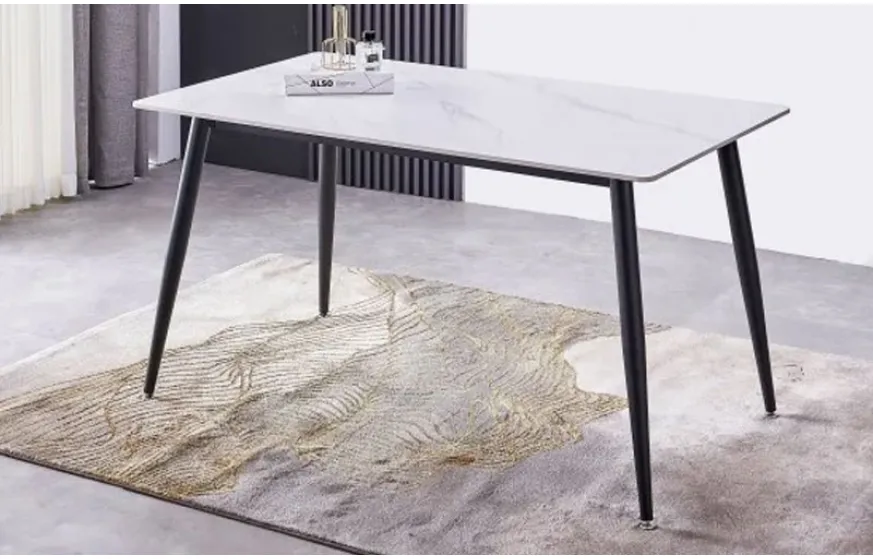 Стіл обідній INTARSIO KING CERAMIC 140 білий глянець-чорний мат