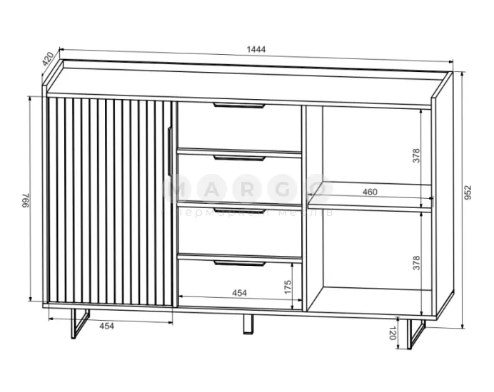Комод ВМК ФРЕСКО KOM2D4S кашемір-каштан арвадонна мінк: фото 4