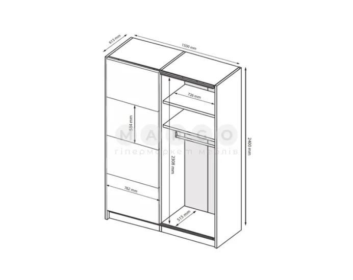 Шафа-купе MiroMark ЛОРІ LR-83-GC глянець кашемір: фото 3