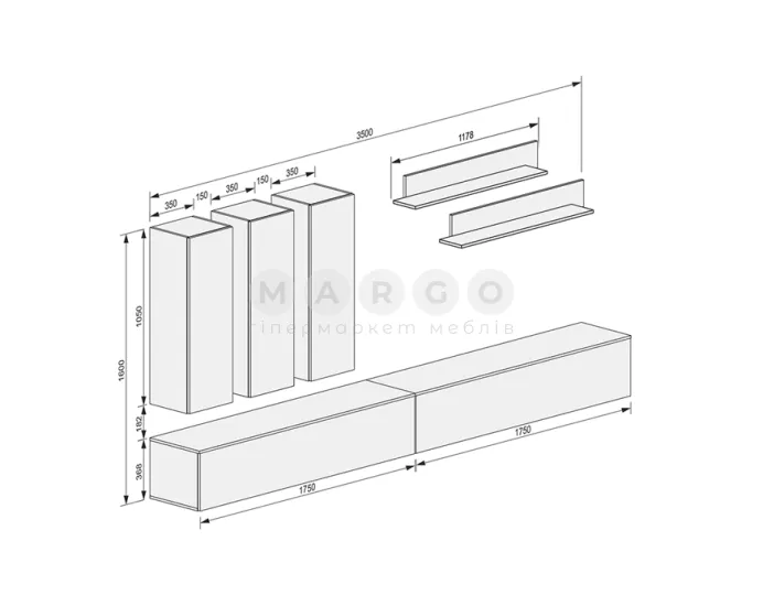 Стінка MiroMark BOX BX-TV4-WB Глянець Білий: фото 5