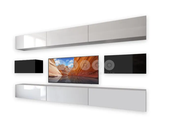 Стінка MiroMark BOX BX-F3-WB/BL Глянець Білий-Глянець Чорний: фото 1
