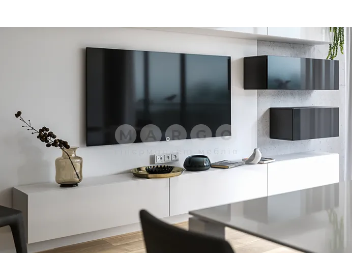 Стінка MiroMark BOX BX-F5-WB/BL Глянець Білий-Глянець Чорний: фото 1