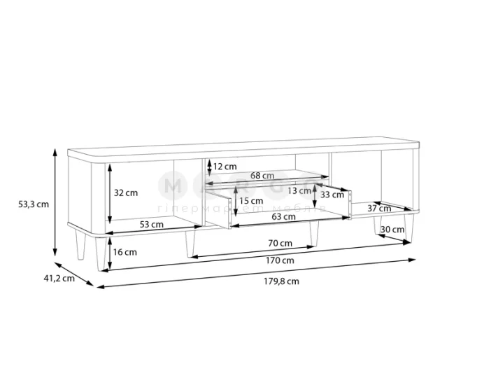 Тумба ТВ LACETTI LCTT133 бежевий-дуб валенсія: фото 5
