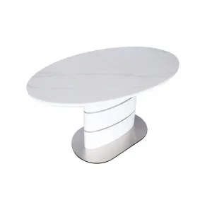 Стіл обідній INTARSIO SANREMO CERAMIC 140 білий мармур-білий глянець