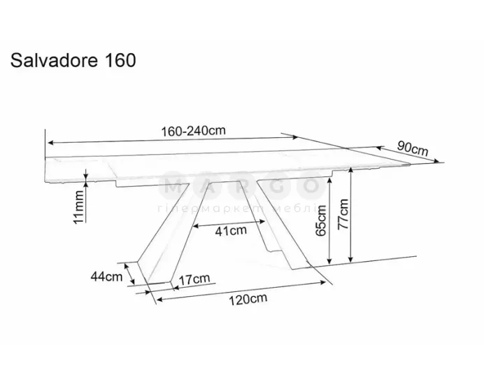 Стіл обідній Signal SALVADORE CERAMIC 160 бежевий Onice Oro-чорний матовий: фото 5